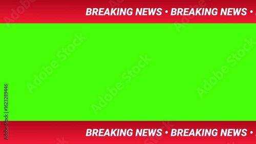 News lower third background overlay template with green screen, TV broadcast style animation for breaking news or live updates