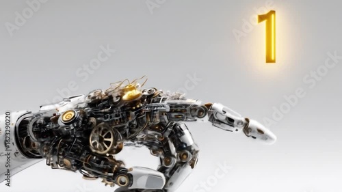 Wallpaper Mural Robotic Hand Pointing at Number One: Innovation and Technology Torontodigital.ca