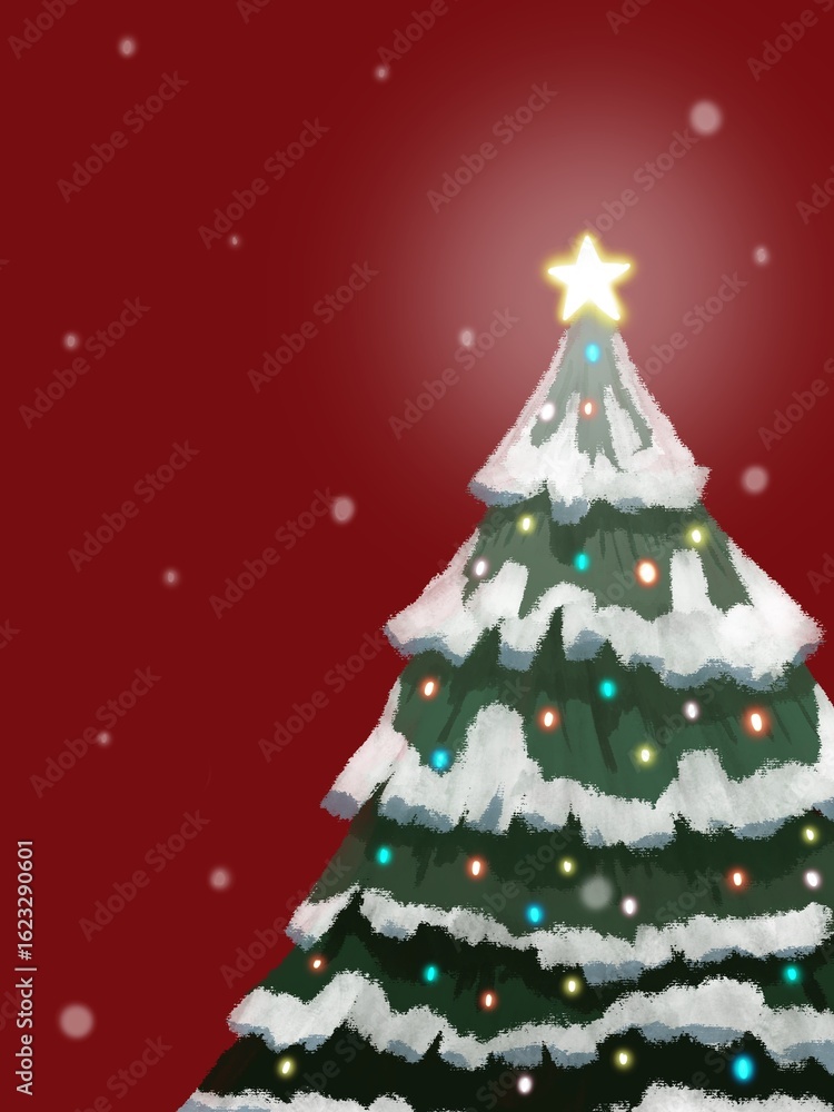 Obraz premium Christmas postcards, red and green wallpaper, Christmas concept