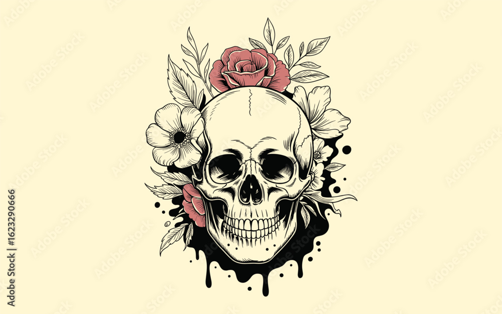 Fototapeta premium Skull vector design, vector illustration, Skull design, silhouette style. 