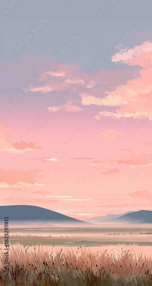 Obraz premium Pastel sunset over a field