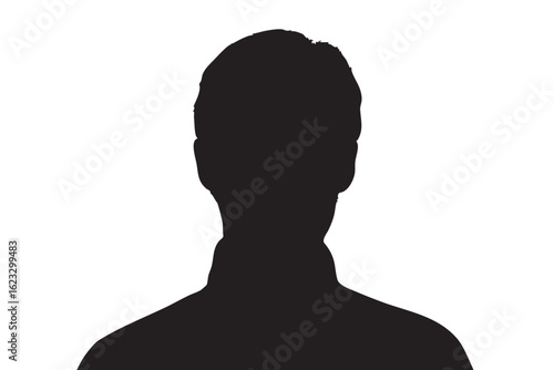 Black silhouette of a man's head and shoulders against a white background vector