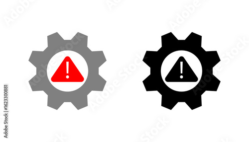 System Process and Settings Error Icon for Technical Maintenance Warning and Machine Failure Alert
