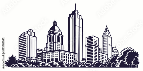 Bank of America Plaza, Westin Peachtree Plaza - Atlanta Downtown Vector