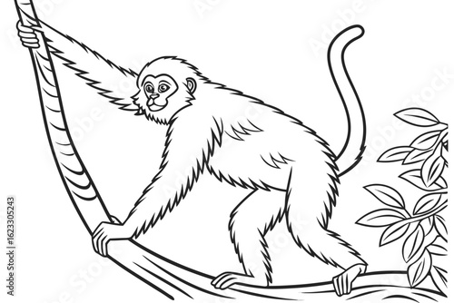 coloring page line art the gibbon black vector