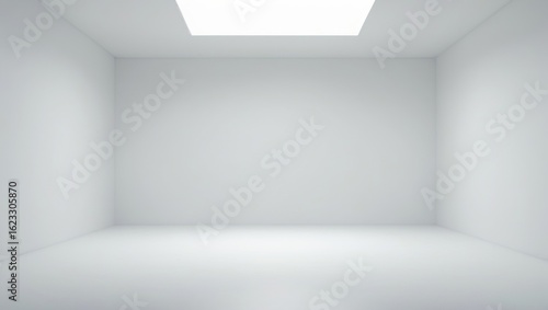 Wallpaper Mural Empty white room with bright ceiling light. Interior space, minimal design, blank environment. Simple room with clean white walls and ceiling. Torontodigital.ca