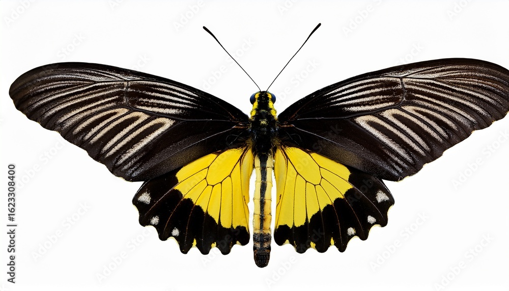Fototapeta premium a beautiful black and yellow butterfly with a wingspan isolated on transparent background