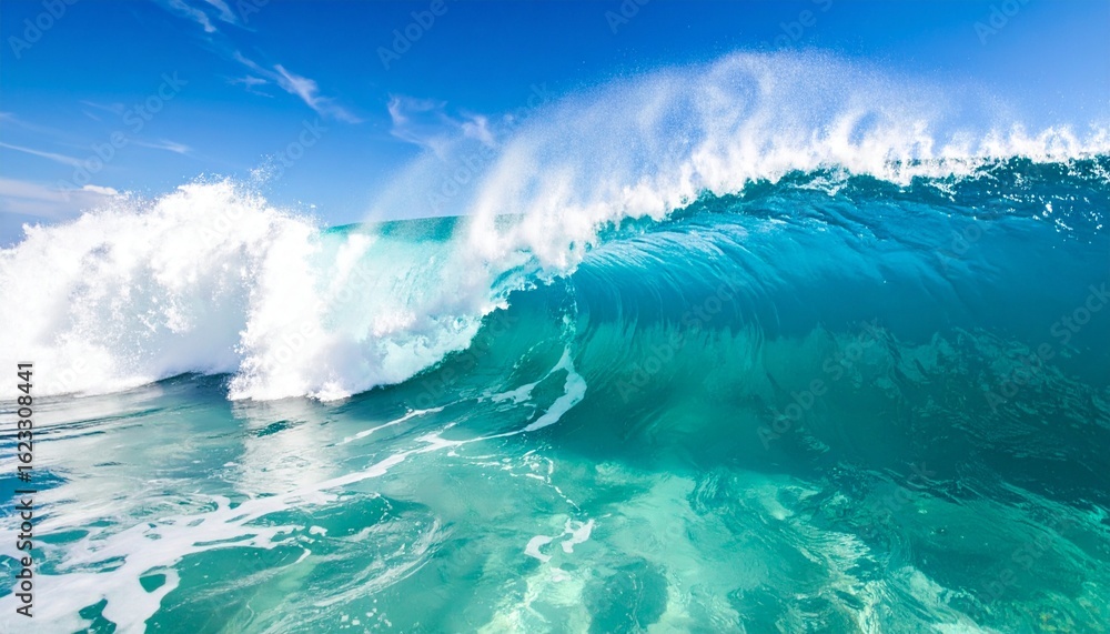 Obraz premium 南国リゾート地 青い海の浜辺に打ち寄せる大きな波