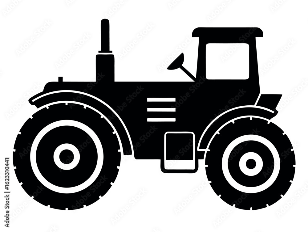 Obraz premium tractor silhouette vector, old tractor icon