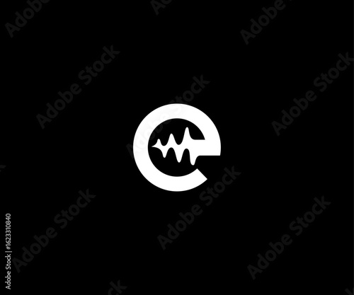 letter e podcast wave modern clean logo