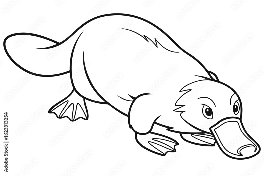 Fototapeta premium coloring page line art the platypus black vector