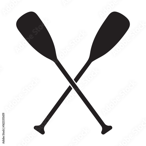 Two black crossed oars on a white background paddle rowing 1