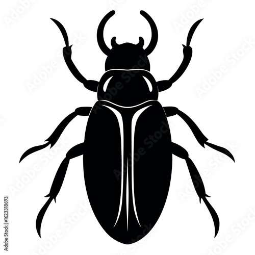 beetle silhouette, Hercules beetle vector illustration