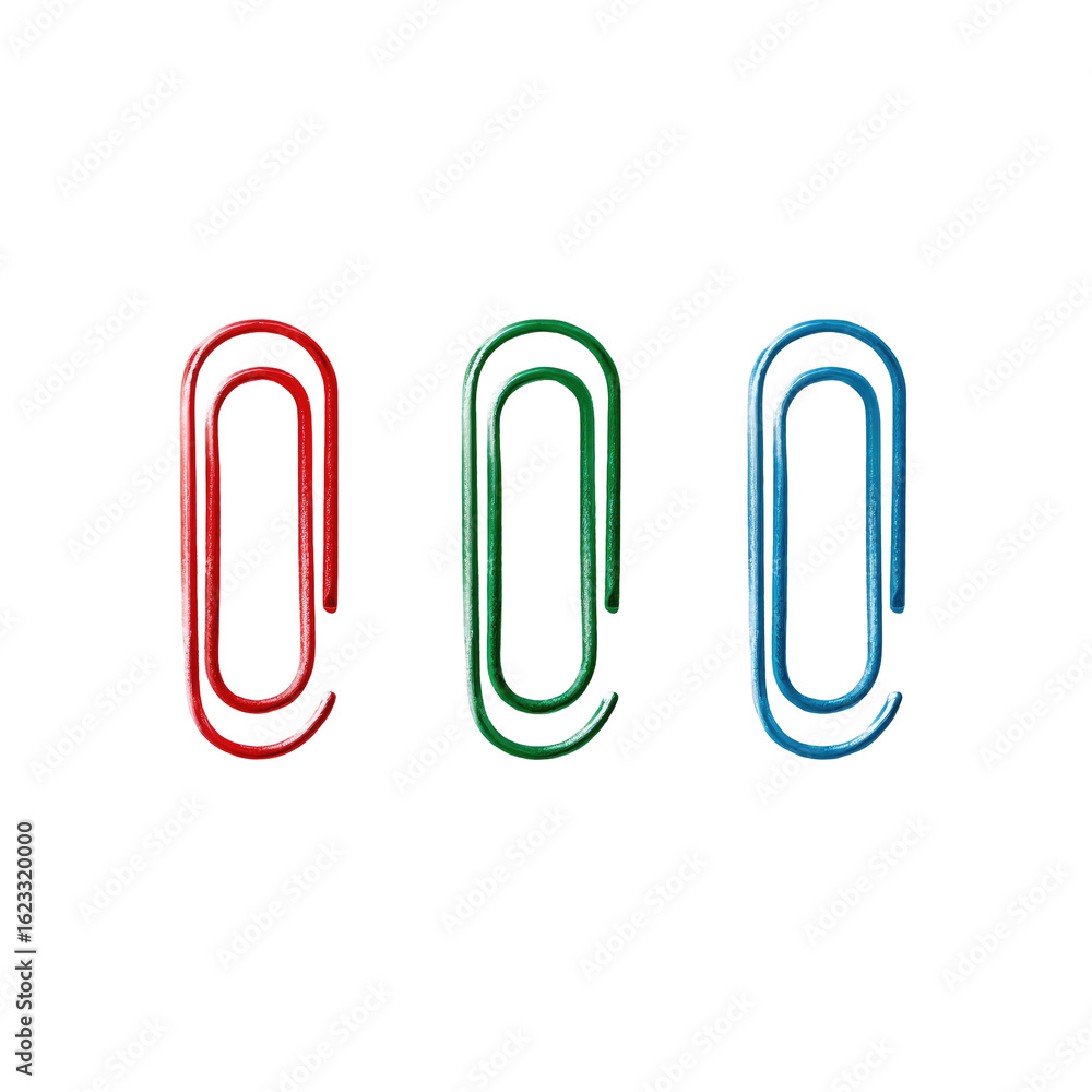 Obraz premium Three colorful paperclips