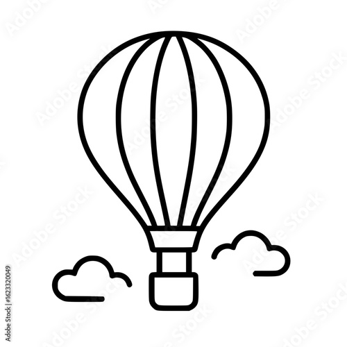 Colorful Hot Air Balloon Line Icon 