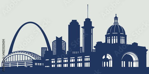 Kansas City Skyline Vector: Kauffman Center, One Kansas City Place, Union Station