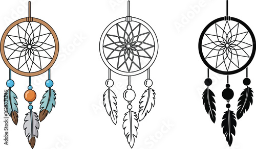 Dreamcatcher vector illustration native american indian traditional boho style ethnic amulet design element