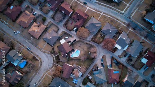 Aerial view of houses in a community 