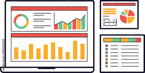 Business kpi dashboard layout with bar pie.