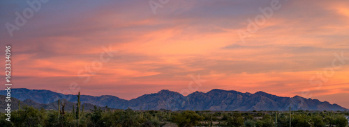 Photography Vibrant sunset over the Santa Catalina Mountains in Tucson, Arizona