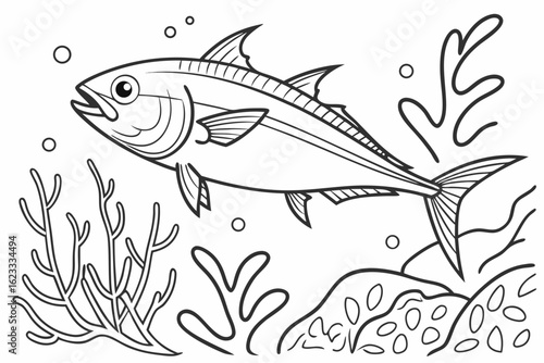 coloring page line art the jackfish black vector