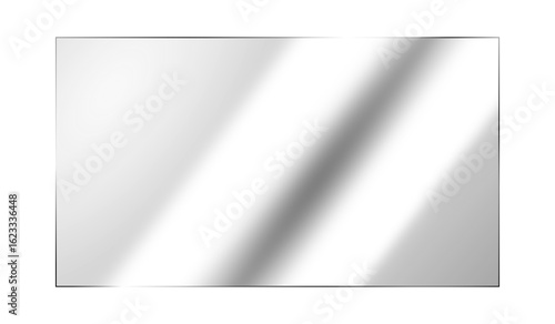 Realistic transparent glass panel or clear acrylic sheet with soft light reflection. Glossy rectangular surface with glare effect for display. Isolated, Ideal for showcasing objects or designs. PNG