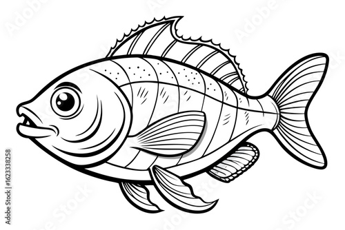 coloring page line art the grunt fish black vector
