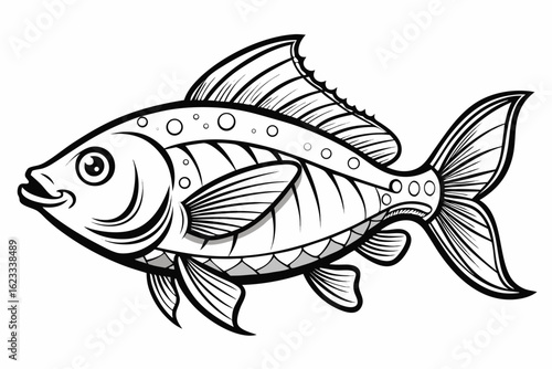 coloring page line art the grunt fish black vector