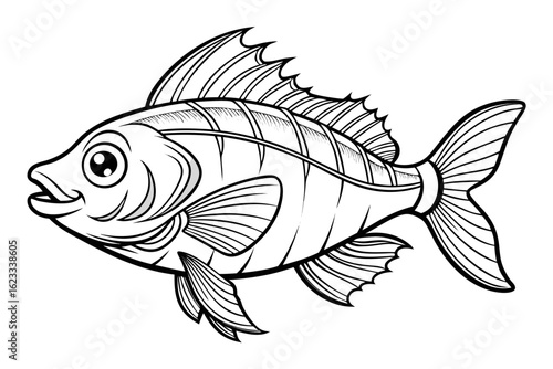 coloring page line art the grunt fish black vector