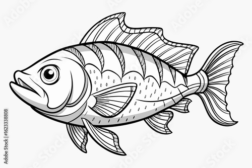 coloring page line art the grunt fish black vector