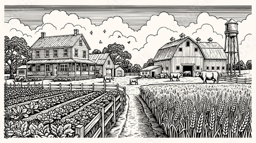 Vector sketch Green grass field on small hills. Meadow, alkali, lye, grassland, pommel, lea, pasturage, farm
