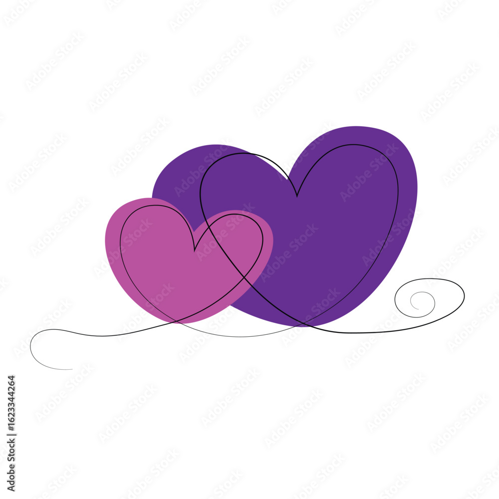 Line Art Twin Hearts Illustration Line Art Twin Hearts Illustration