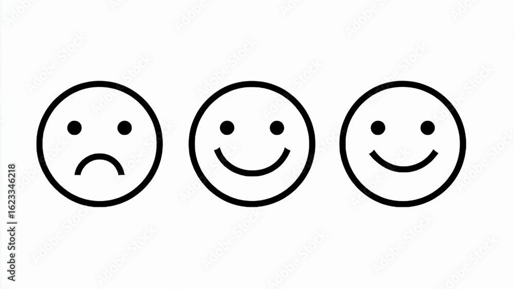 Expressing shifting emotions with animated emoji icons in a simple and minimal style