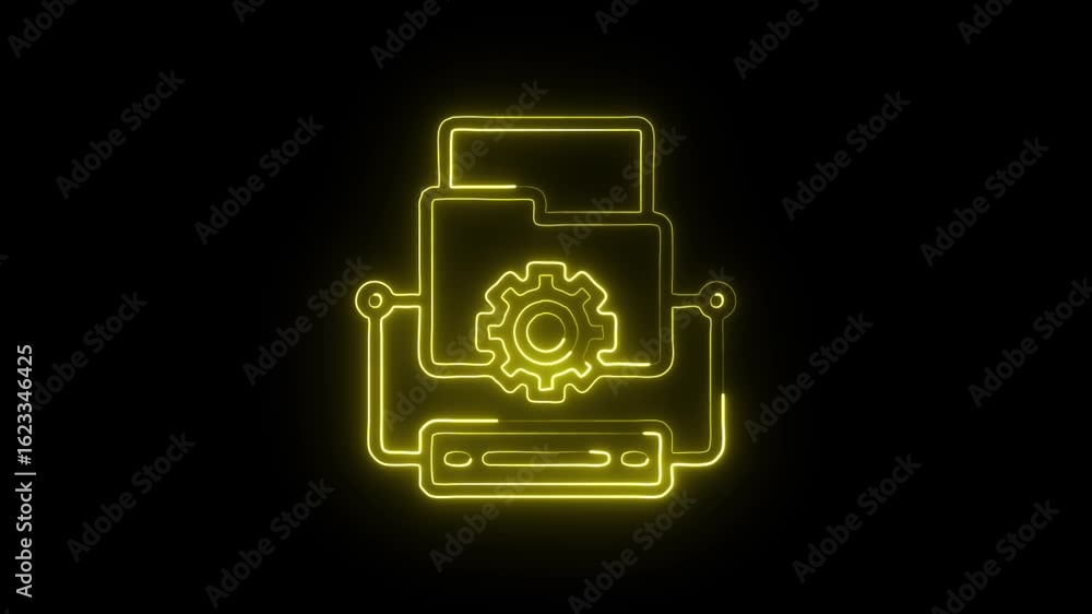 glowing neon data storage icon isolated, black background, HD video motion graphic animation glowing neon data storage icon isolated, black background, HD video motion graphic animation