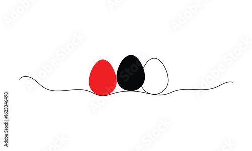 Ester eggs line art vector icon. Egg line art. Easter egg icon, vector. Set of decorated red black white ester egg vector. Easter day.