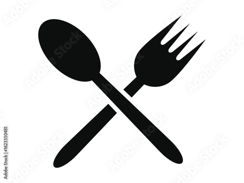 Spoon and Fork Icon Illustration Isolated on White Background