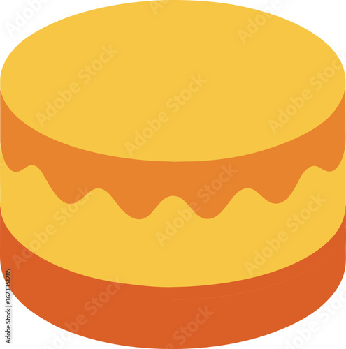 Minimal Vector Sponge Cake Slice with Wavy Layers and Flat Top – Clean Dessert Illustration