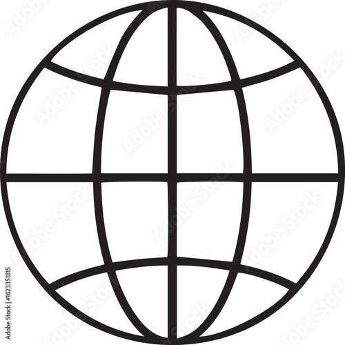 Global Icon – Minimal Line Style Earth Symbol for Worldwide Connection, Communication, and Reach