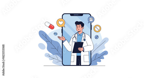 Doctor consults patients through technology providing advanced health care solutions remotely