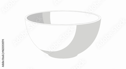 Minimalist white bowl illustration conveys kitchenware simplicity and modern design aesthetic ideal for culinary projects and vector graphics