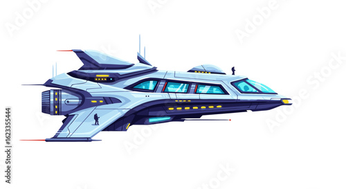 Luxurious intergalactic cruising: Artistic rendition of futuristic spaceship design