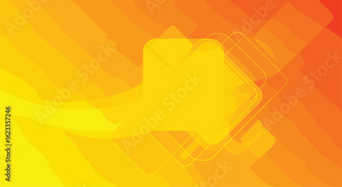 Abstract yellow orange gradient shapes with motion blur and geometric overlay elements illustrating forward momentum
