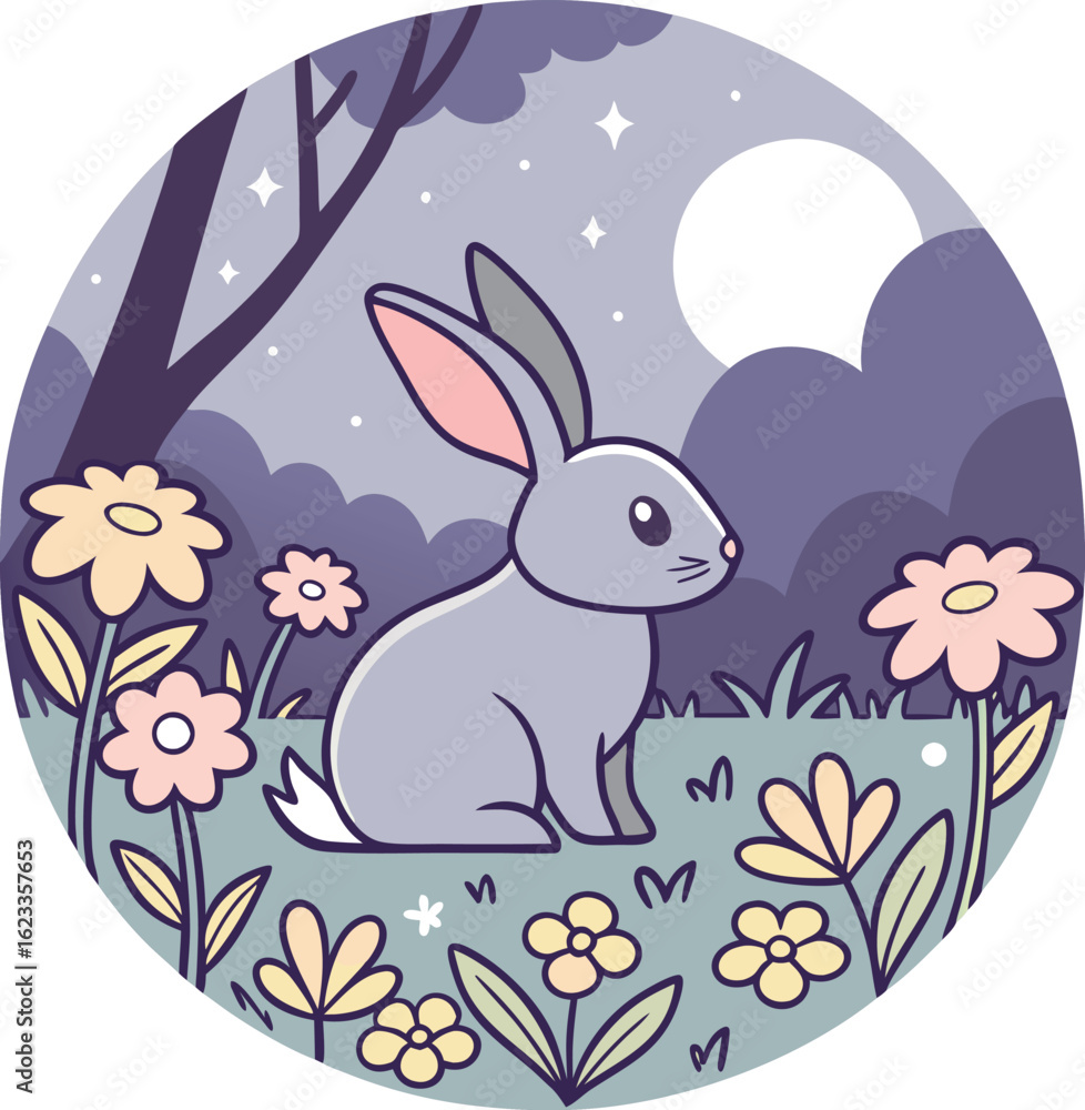 Obraz premium Mama Bunny in the Evening Garden