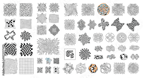 Abstract geometric patterns and digital art elements for graphic design and creative projects