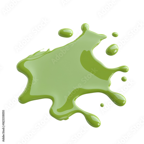 Glossy green slime puddle with transparent appearance, creating playful and vibrant effect