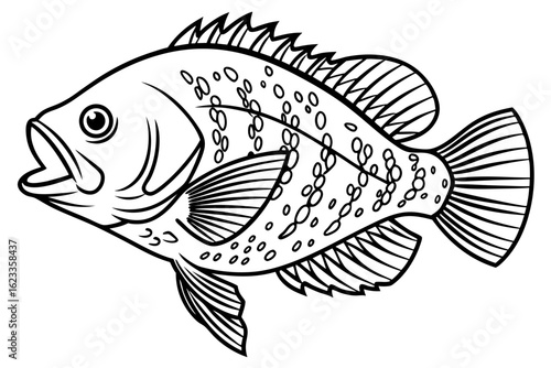 coloring page line art the crappie black vector