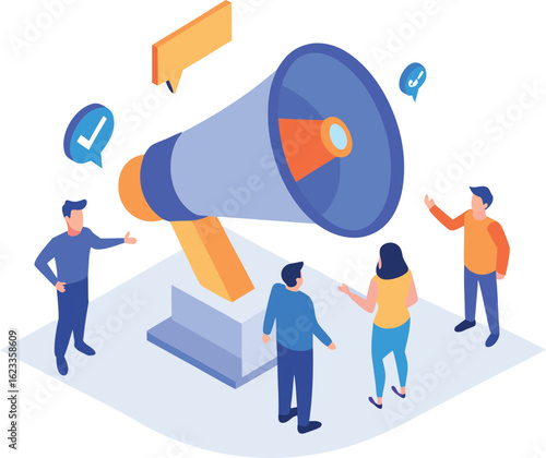 Advertising and Promotion Strategy Concept Isometric Illustration