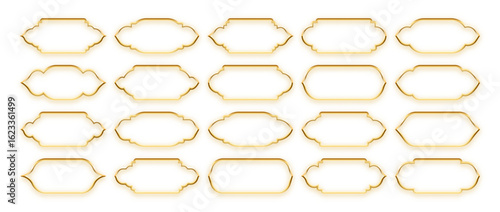 Islamic frames, oriental style objects. Arabic shapes, windows and arches. Traditional ornamental banner, frame. Muslim holidays, Ramadan Kareem. Modern eastern architecture. Vector illustration