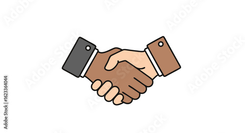 Diverse Partnership: A Symbolic Handshake Representing Agreement and Collaboration between People 150 characters