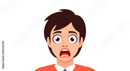 Cartoon Character Displaying Intense Fear and Surprise with Exaggerated Features Portraying Shock and Disbelief Emotion, and Distress